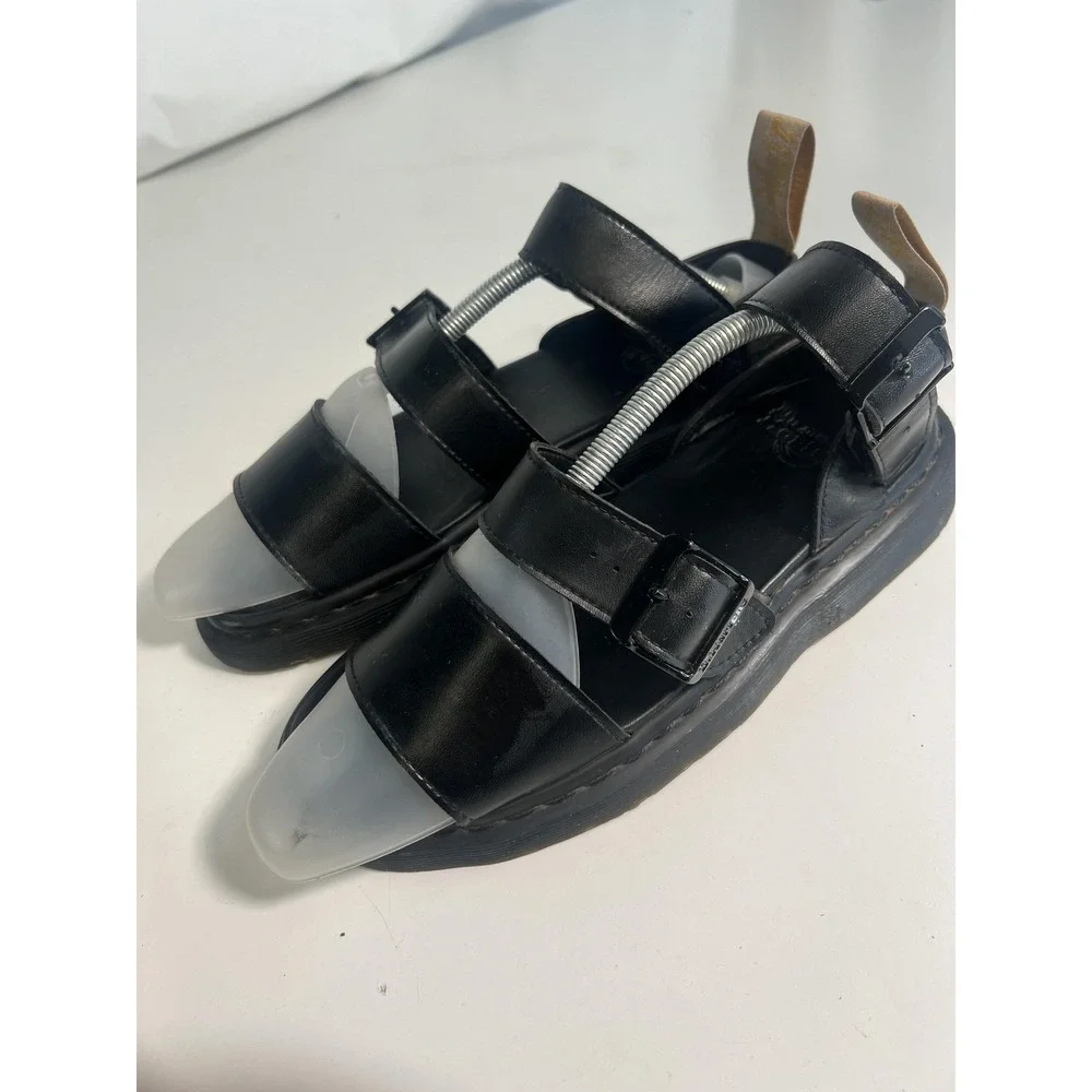 Dr. Martens Vegan Gryphon Shoes Mens Size 8 Black Strappy Sandals Buckle
